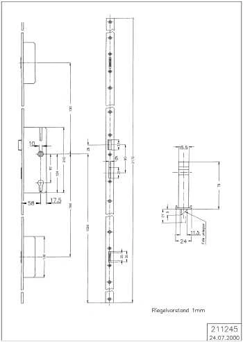 3-RIEGEL-SCHLOSS Schüco 211245
