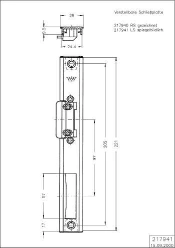 SCHLIESSPLATTE LS Schüco 217941