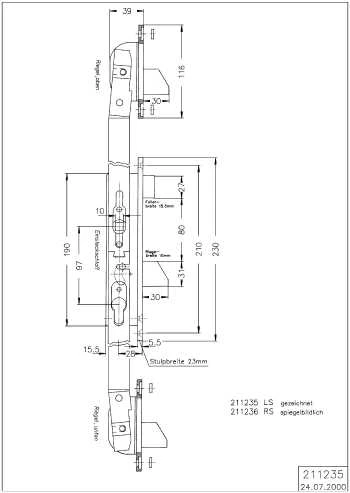 3-RIEGELFALLENSCHL.L Schüco 211235